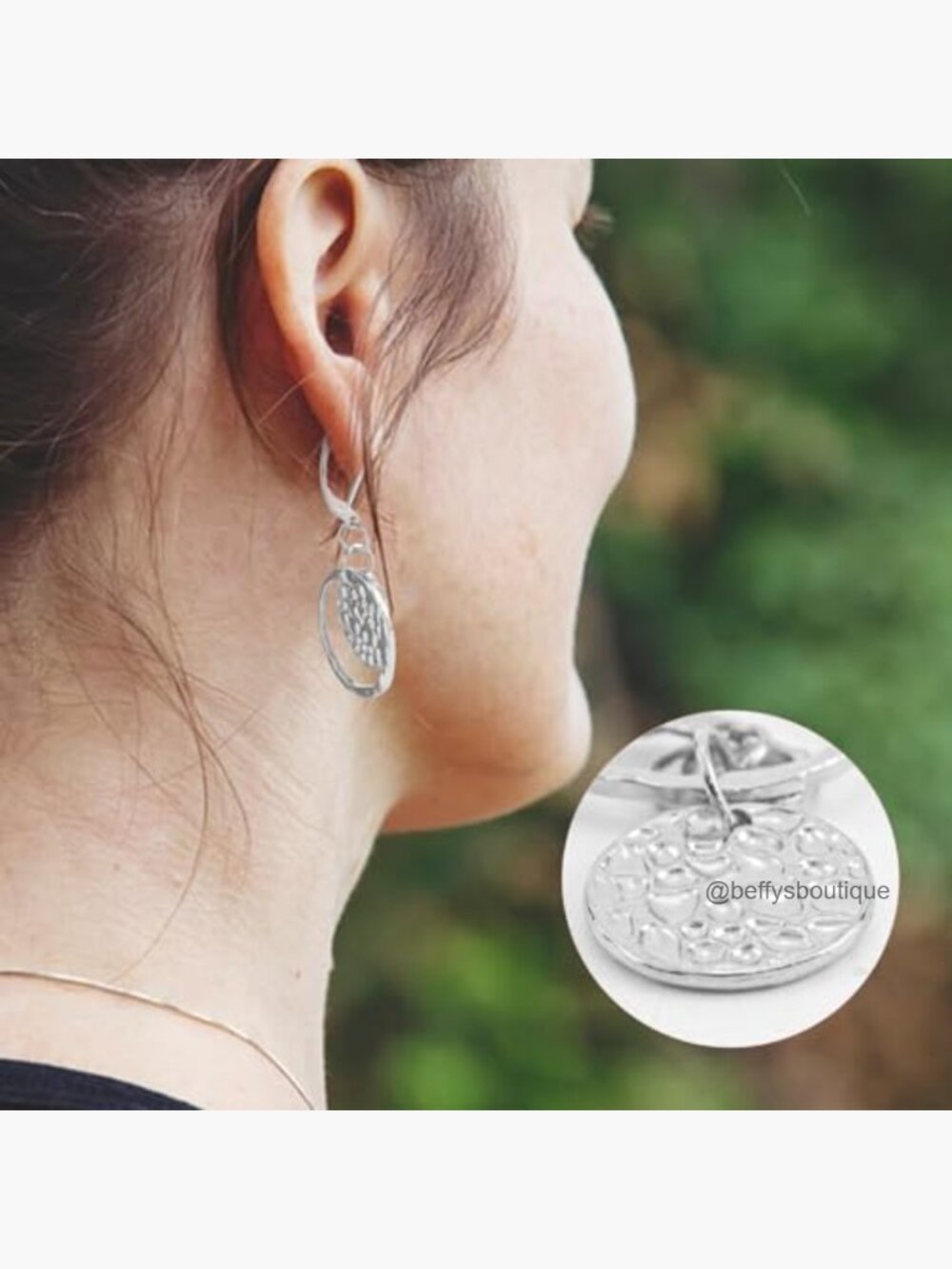 Sterling Silver Disc Leverback Earrings Hypoallergenic - Picture 5 of 7